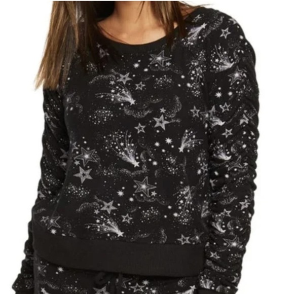 Chaser Scrunched Sleeves Sweatshirt Shooting Stars Size M New w/Tag - Picture 5 of 13